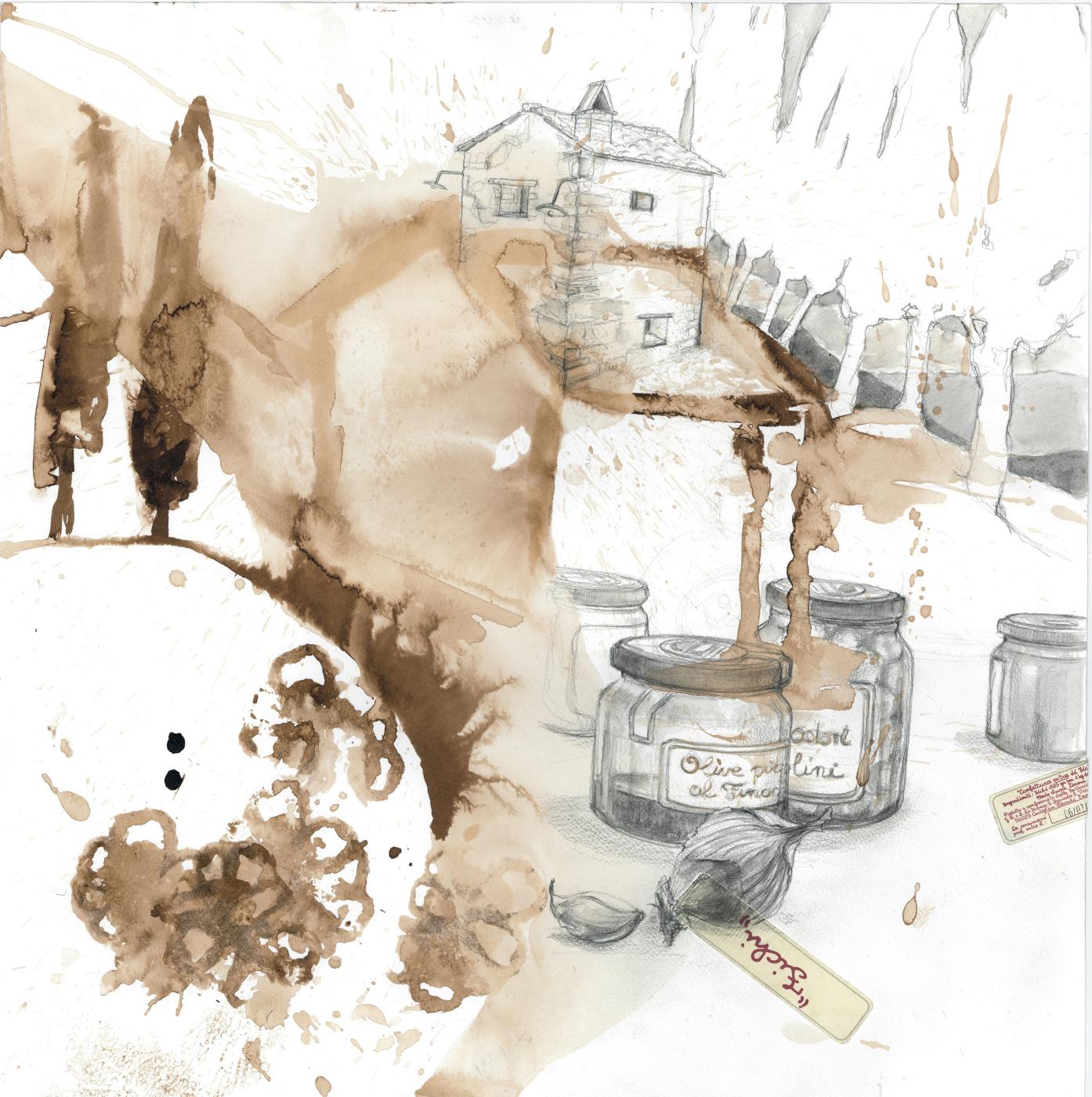 La Casottina, 2013 Aquarell, Moorlauge, 50x50 cm