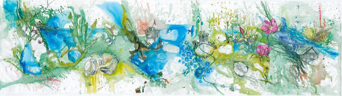 Lonstrup, Aquarell a. Leinwand, 2017
