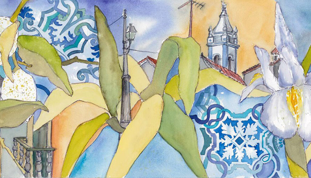 Portugal-Aquarell-auf-Buetten-35x100-cm-Kerstin-Mempel