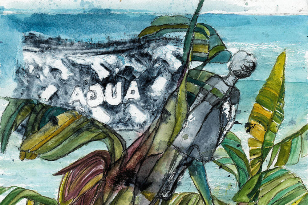 agua - mixed media auf Aquarellkarton 35 x150 cm