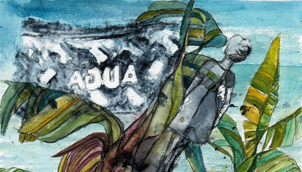 agua - mixed media auf Aquarellkarton 35 x150 cm